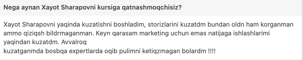 Xayot Sharapov o'quvchisining natijasi